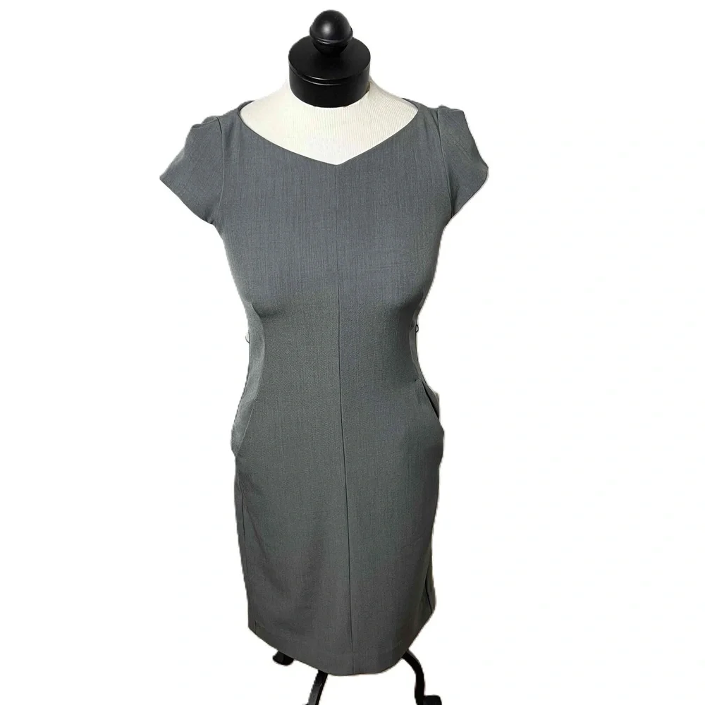 charcoal grey shift dress Escada
